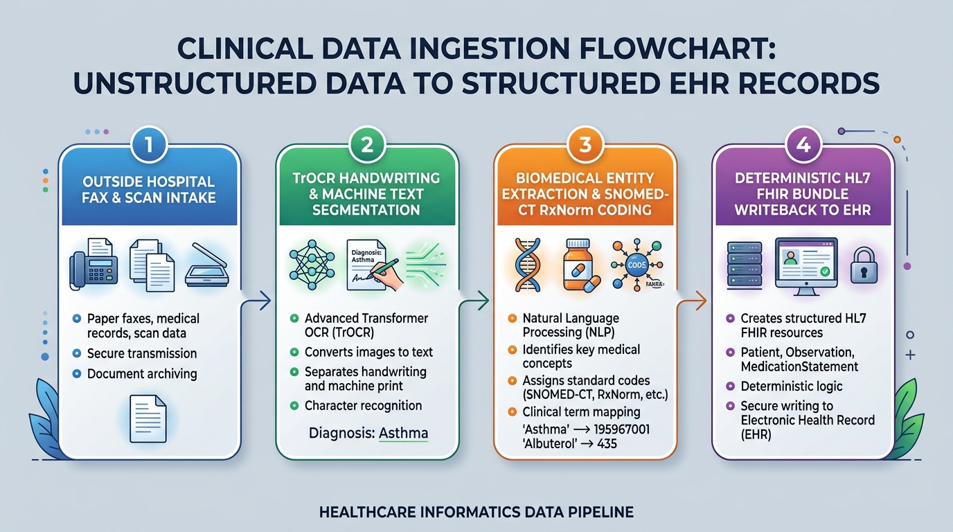 Automating Medical Record Ingestion via OCR and LLMs System Flowchart